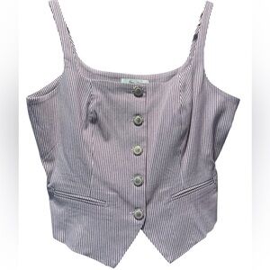 Haver + Blair Red Striped Button-Down Blouse